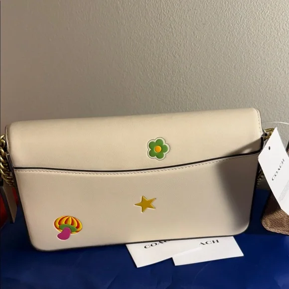 Authentic Coach Cream Crossbody Bag with Colorful Patches - Picture 3 of 16